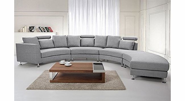 Beliani Round Sofa - Sectional Settee - 7 Seater - Upholstered - Light Grey - ROTUNDE