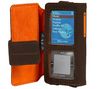Leather wallet case in brown/orange