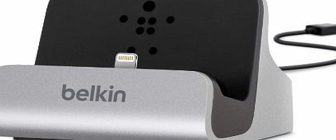 Belkin MFI Approved Charge and Sync Desktop Dock with Lightning Connector for iPhone 5, 5c, 5s, 6 and 6 Plus - Aluminium