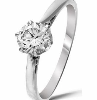 Bella Diamanti Certified Classical 925 Sterling Silver Ladies Solitaire Engagement Diamond Ring Brilliant Cut 0.50 Carat HI-I3 Size I 1/2