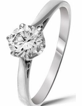 Bella Diamanti Classical 9 ct White Gold Ladies Solitaire Engagement Diamond Ring Brilliant Cut 0.50 Carat HI-I2 Size R