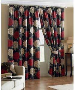 Bellagio Black Lined Curtains 66 x 72in
