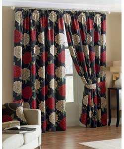 Black Lined Curtains 66 x 72in