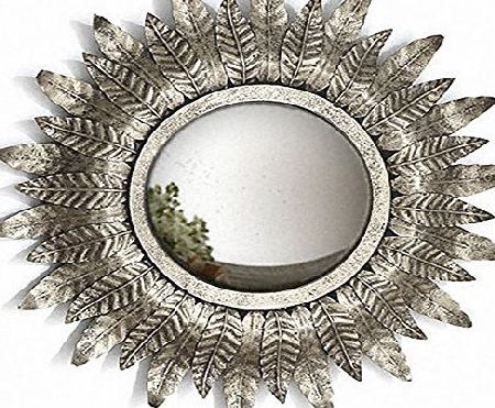 Belle Maison Small Silver Leaf Round Sunflower Mirror