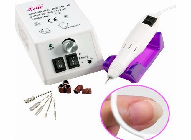 Belle Professional Electric Nail Drill Manicure Pedicure Kit with CE Certificate *220V White*From UK,Quick Delivery