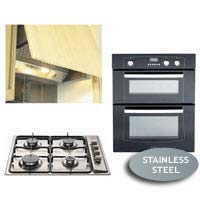 Belling Built Under Double Oven XOU70F- Gas Hob GHU60GE and Integrated Hood ICH602