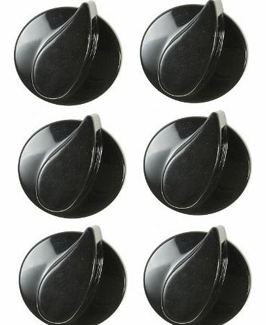 Oven Cooker Hob Gas Flame Control Knobs (Black, Pack of 6)