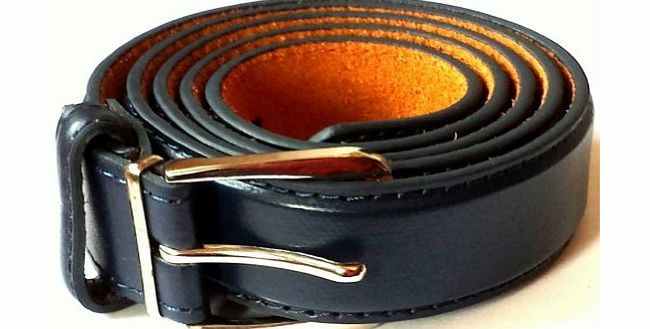 Belts4me Ladies 1`` Red, Navy or Grey Leather Trouser, Skirt, Dress Belt (X-Large 40-42, Navy)