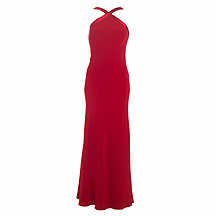 Ben de Lisi Long red crossover neck dress