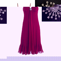 Ben de Lisi Red tie front ruffle hem dress with brooch