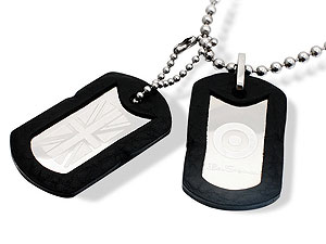 Black and Stainless Steel Dog Tags and Chain 019511