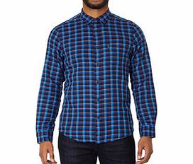 Blue and black checked pure cotton shirt