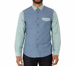 Blue and green contrast pure cotton shirt