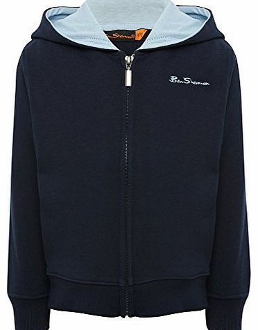 Boys Classic Embroidered Logo Zip Up Long Sleeve Hoodie Hooded Jumper Navy 12/13 Yr