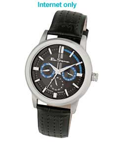 Gents Black Leather Quartz Watch