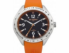 Ben Sherman Mens Black and Orange Silicone Strap