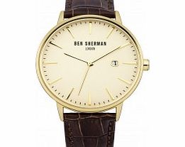 Ben Sherman Mens Cream and Brown Leather Strap