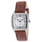 Mens Leather Strap Watch White/Brown