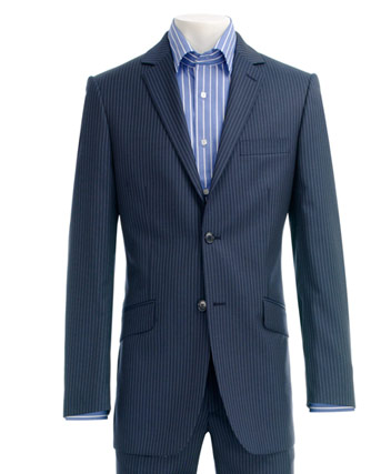 Mens Suit Ben Sherman Blue Stripe