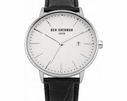 Ben Sherman Mens White and Black Leather Strap