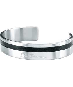 Ben Sherman Stainless Steel Bangle with Leather Inlay