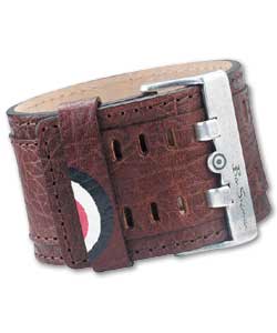 Textured Brown Leather Cuff Bracelet