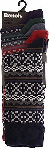Bench 5 Pack Fairisle Socks Navy/Red/Blue/Green/Purple