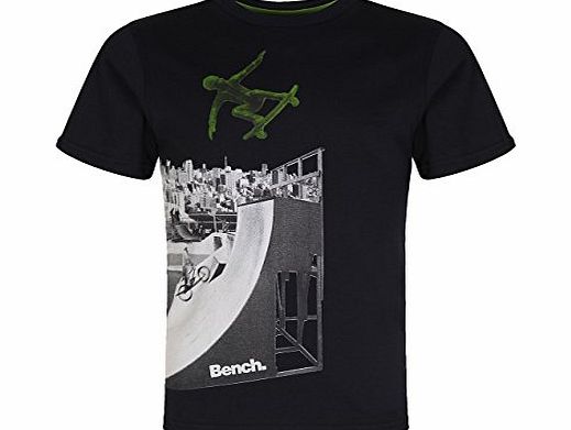 Bench Boys Skate Ramp Crew Neck Short Sleeve T-Shirt, Jet Black, 9 Years (Manufacturer Size:9-10)
