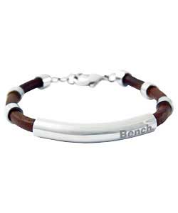 Gents Brown Leather and Metal Bracelet