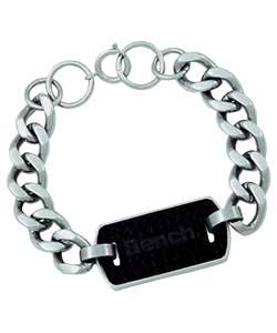 Gents Curb Chain and Leather ID Bracelet
