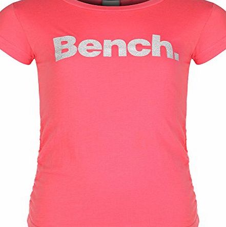 Bench Girls New Deckstar C Crew Neck Short Sleeve T-Shirt, Pink (Calypso Coral), 11 Years (Manufacturer Size:11-12)
