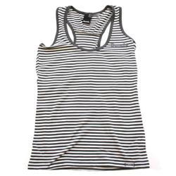 Ladies Stripe Vest Top T-Shirt - Grey/White