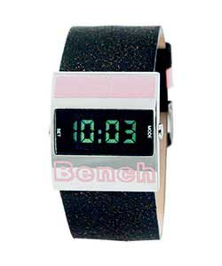 bench LCD Leather Strap Watch