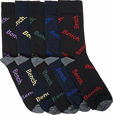 Mens Bench Pack Of 5 Logo Socks Gents (7-11)