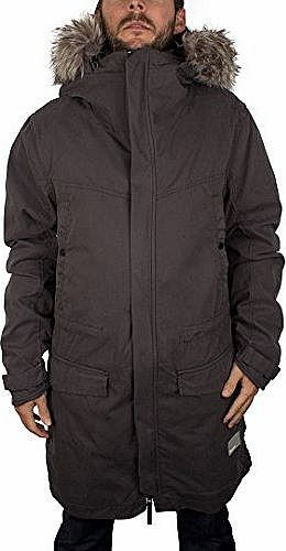 Bench Mens Doublefull Fur Hooded Jacket, Grey, X-Large