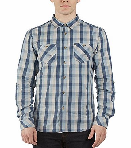 Bench Mens Driveskier Loose Fit Long Sleeve Casual Shirt, Ensign Blue, Large