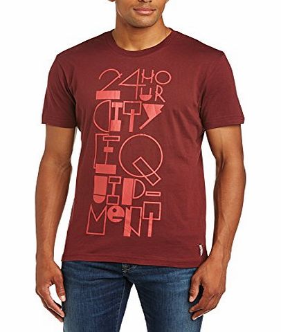 Bench Mens Equimpment Short Sleeve T-Shirt, Red Mahagony, Large
