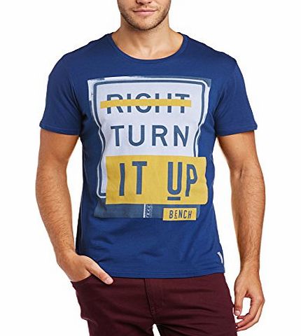 Bench Mens Right Turn Short Sleeve T-Shirt, Estate Blue, Medium
