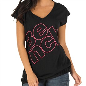 Womens Hopscotch V-Neck T-Shirt Black/Pink