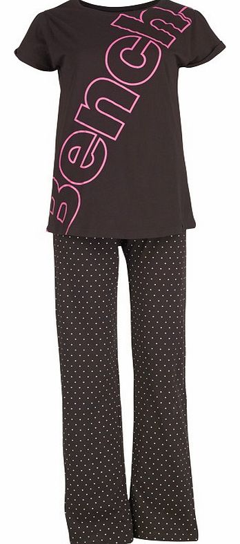 Bench Womens T-Shirt And Pant Pyjama Set Black