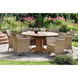 Bengal 1.5m Table 6 Mandalay Armchair in Mocha