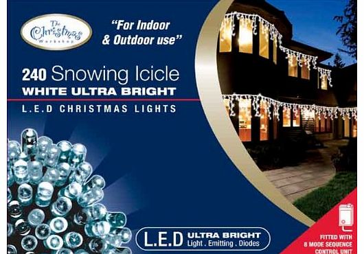 Benross The Christmas Lights 240 Snowing Icicle Ultra Bright LED Lights - White