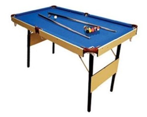 4FT 6 INCH BLUE POOL GAMES TABLE WITH SPOTS & STRIPES POOL BALLS & 2 CUES
