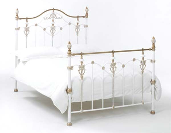Bentley Designs Beds Eleanor 4ft 6 Double White/Antique Gold Bedstead