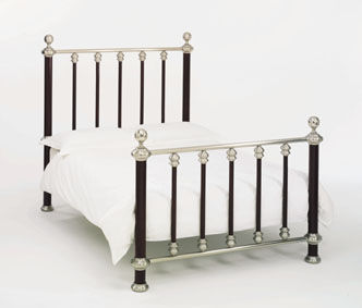 Torino 5ft Kingsize Dark Wood/Satin Alloy Bedstead