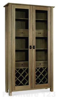 Bentley Designs Coniston Smoky Oak Display Cabinet with Wine Rack
