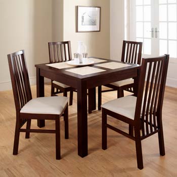 Bentley Designs Hudson Square Dining Set with 4 Slat Back Chairs