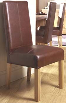Bentley Designs Izmir Brown Leather Dining Chairs (pair)