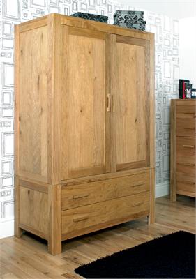 Bentley Designs Lyon Oak Large Double Wardrobe Small Single