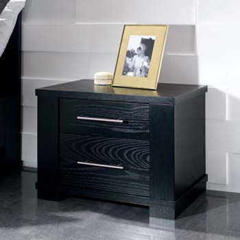 Bentley Designs Metric 2 Drawer Bedside Chest in Black - WHILE